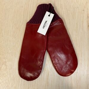 NEW! Hestra Size 7 Women's Sheepskin Hairsheep Red Leather Alpine Mittens